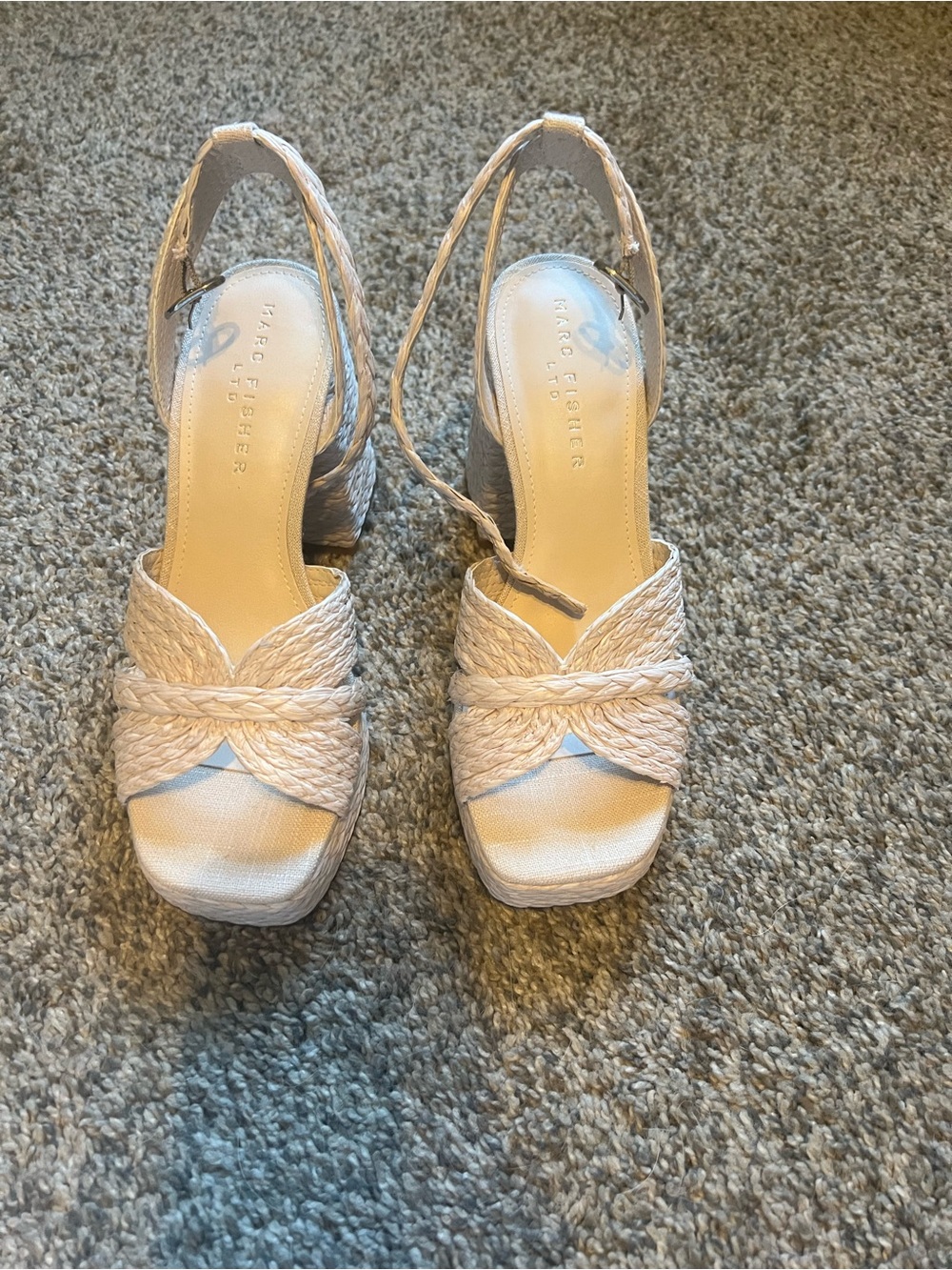 Marc Fisher Braided platform Sandal - Cream
